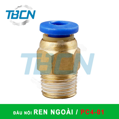 Đầu Nối Nhanh Khí Nén Ren Ngoài PC4-01