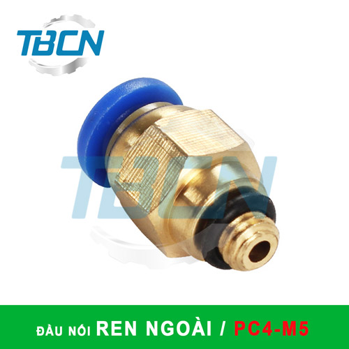 Đầu Nối Nhanh Khí Nén Ren Ngoài PC4-M5