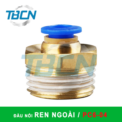 Đầu Nối Nhanh Khí Nén Ren Ngoài PC6-04
