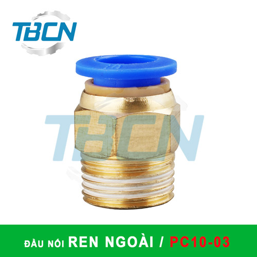 Đầu Nối Nhanh Khí Nén Ren Ngoài PC10-03
