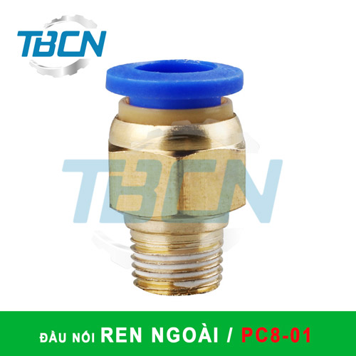 Đầu Nối Nhanh Khí Nén Ren Ngoài PC8-01