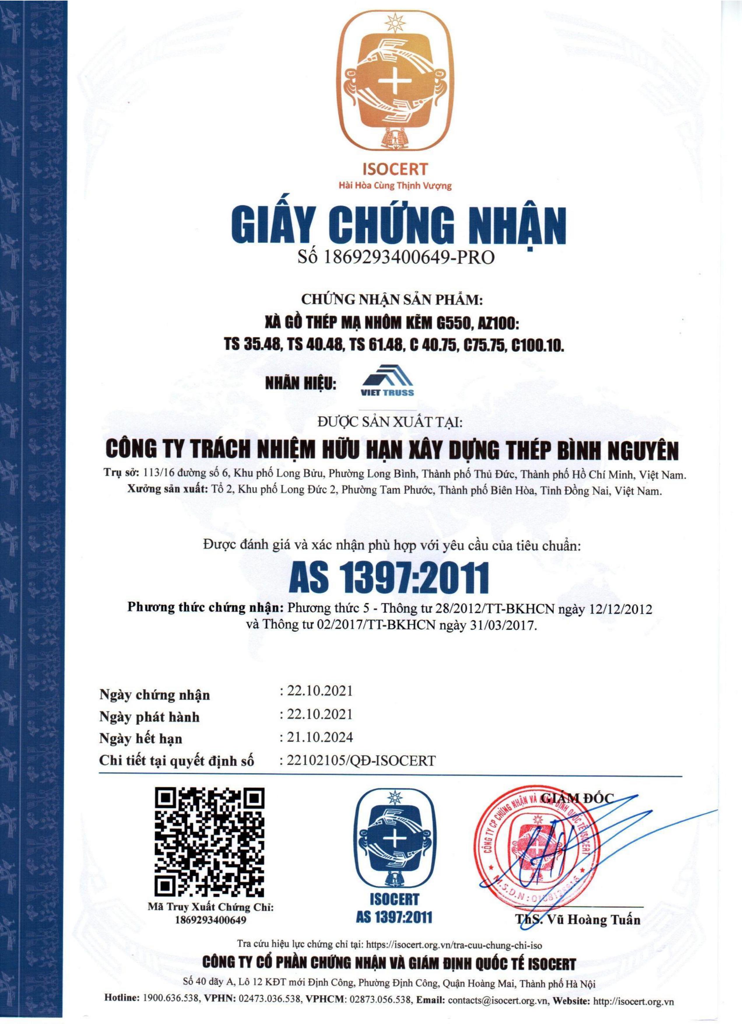 Tiêu Chuẩn AS - Thép Viet truss