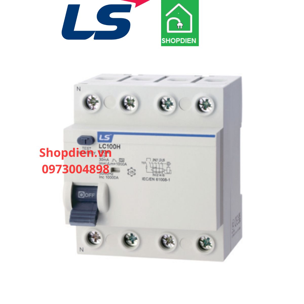 LC100H LS RCCB 4P 25A 30mA 10kA Aptomat chống dòng rò, chống giật CÔNG ...