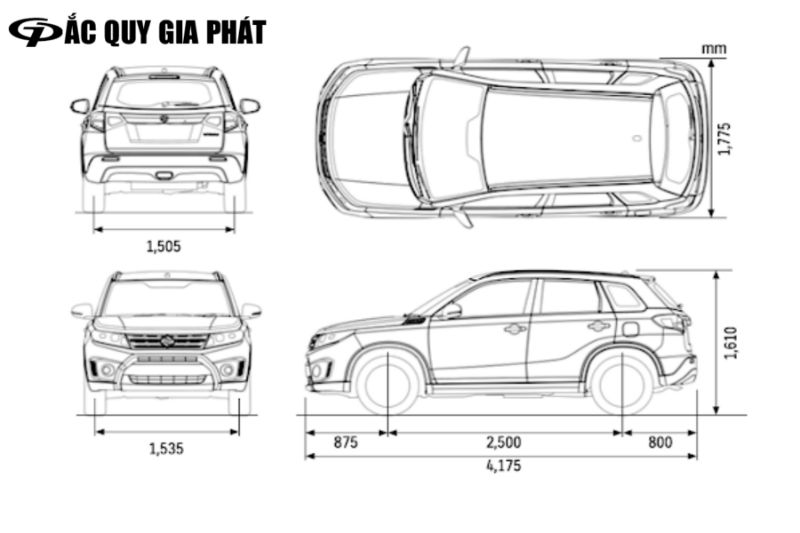 kích thước xe 16 chỗ
