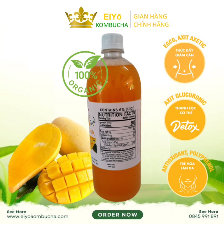 KOMBUCHA XOÀI – Fresh & Cool (Trà Kombucha Xoài - Giảm Cân - Làm Đẹp)