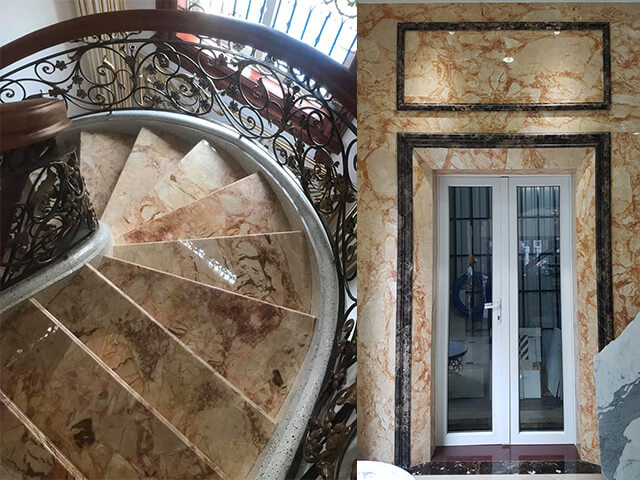 Đá marble vàng sky gold được sử dụng ở nhiều hạng mục trong xây dựng