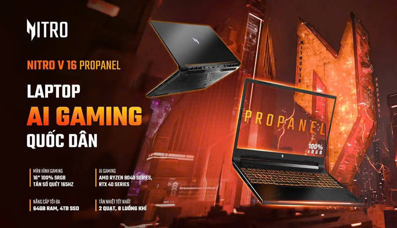 Thiết kế của laptop Acer Nitro V 16 ANV16