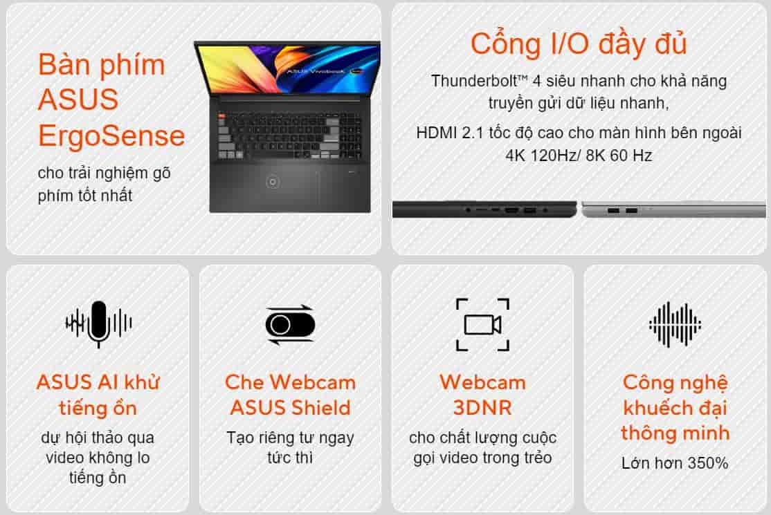 Đa dạng các cổng kết nối có trên Asus Vivobook 16 N7600