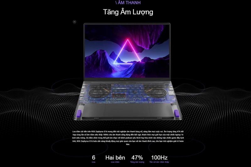Hệ thống âm thanh của laptop Asus ROG Zephyrus G16 GU605