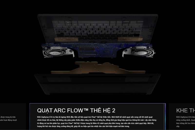 Hệ thống tản nhiệt của laptop Asus ROG Zephyrus G16 GU605