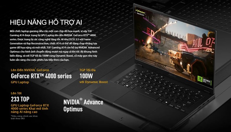 Cấu hình của laptop Asus TUF Gaming A14 