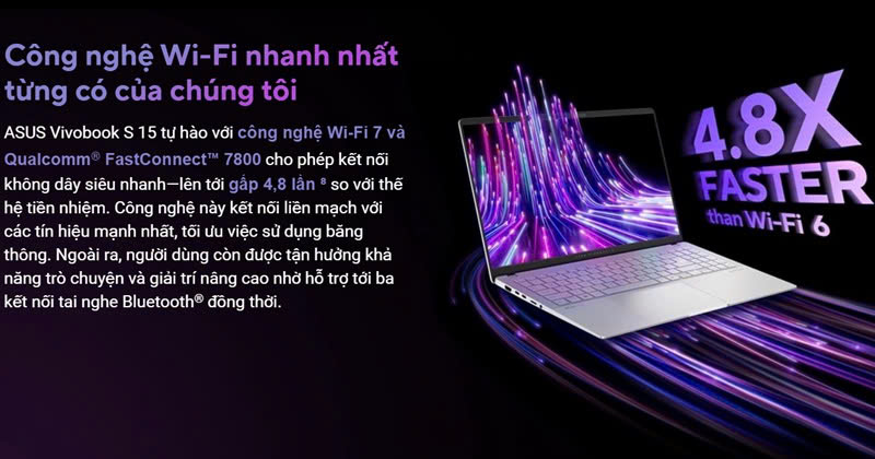 Kết nối Wi-Fi của laptop ASUS Vivobook S 15 OLED S5507