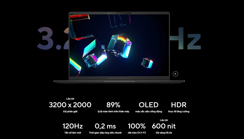 Màn hình của laptop ASUS Vivobook S 16 OLED S5606