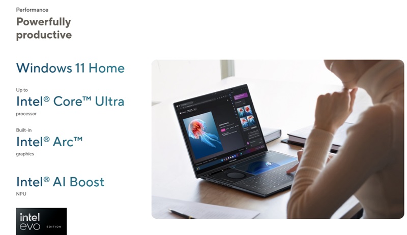 Cấu hình của laptop ASUS Zenbook DUO OLED UX8406 