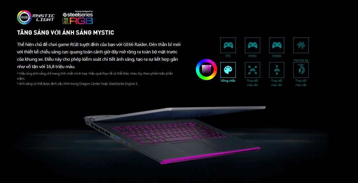 Thiết kế của MSI GE66 Raider with Mystic Light