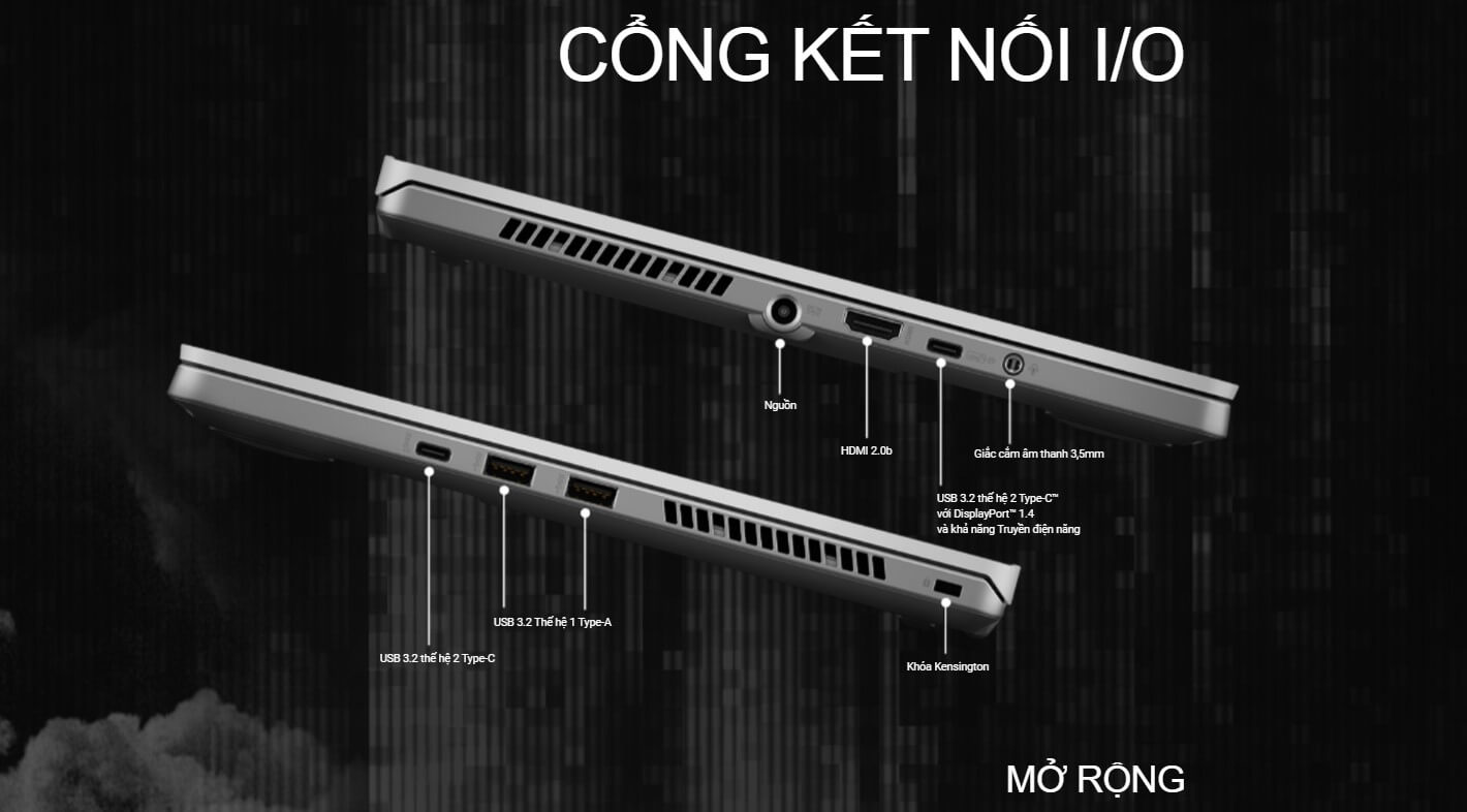 Các cổng kết nối hiện đại, giúp kết nối mượt mà, nhanh chóng