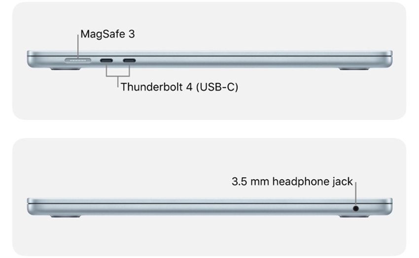 MacBook Air 15 M4 - cổng ngoại vi