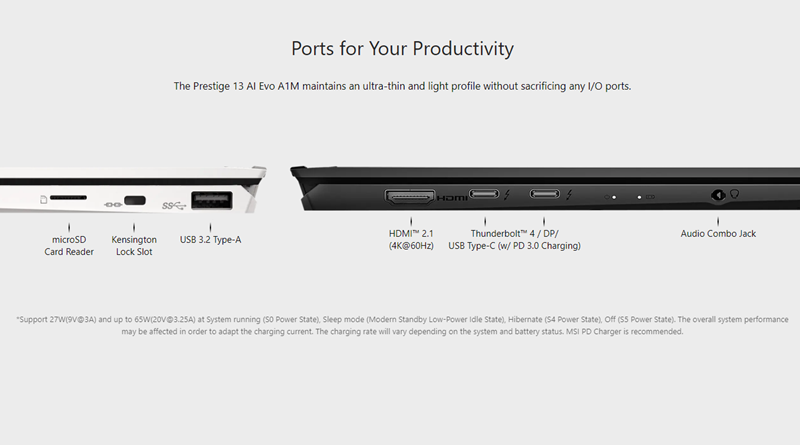 MSI Prestige 13 - Port