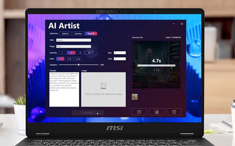 Công nghệ AI của laptop MSI Prestige 14 AI Studio (ảnh minh hoạ)