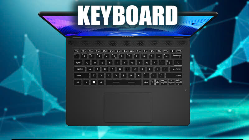 Bàn phím của laptop MSI Prestige 14 AI Studio (ảnh minh hoạ)