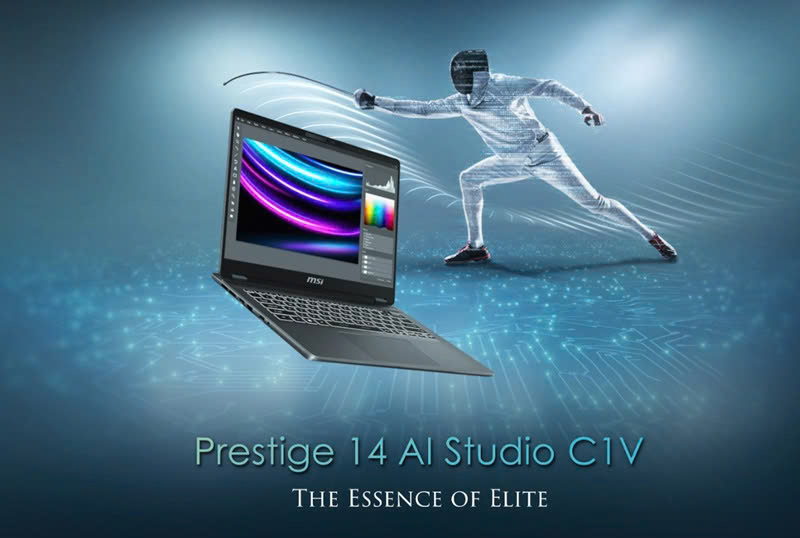 Thiết kế của laptop MSI Prestige 14 AI Studio (ảnh minh hoạ)