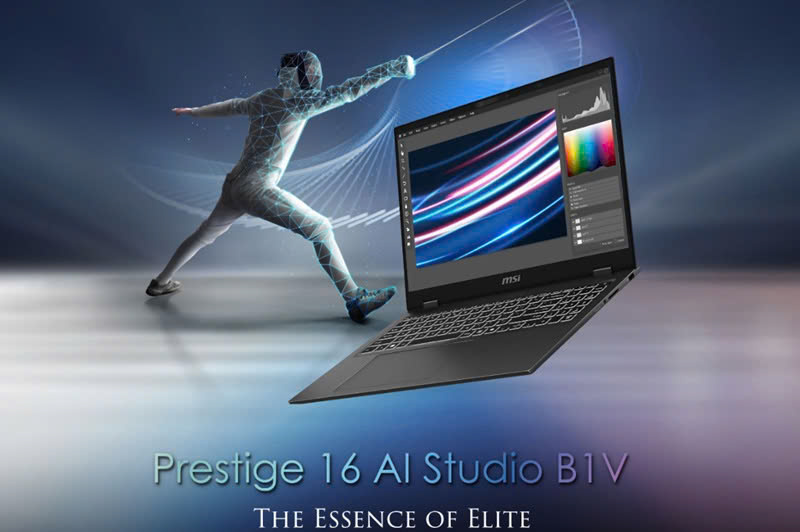 Thiết kế của laptop MSI Prestige 16 AI Studio