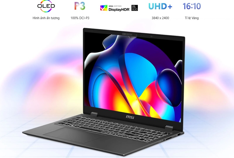 Màn hình của laptop MSI Prestige 16 AI Studio