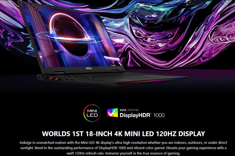 Laptop MSI Raider 18 - màn hình