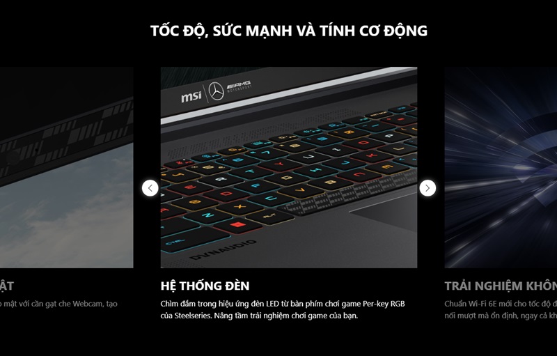 Bàn phím của laptop MSI Stealth 16 Mercedes AMG
