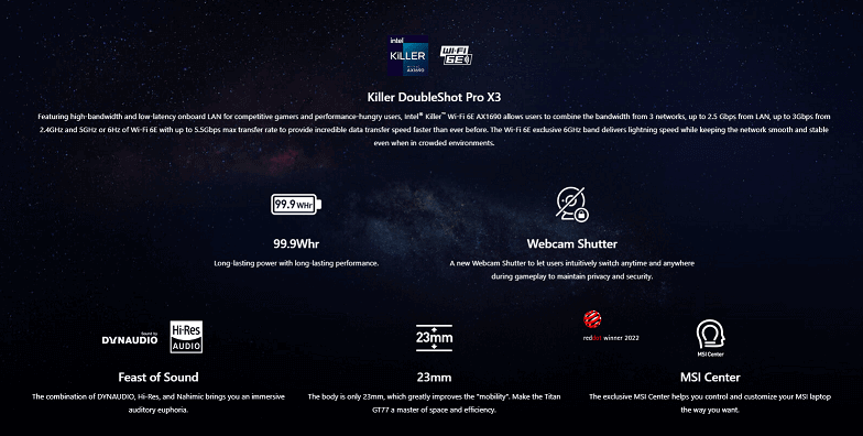 MSI Titan GT77 - kết nối mạng