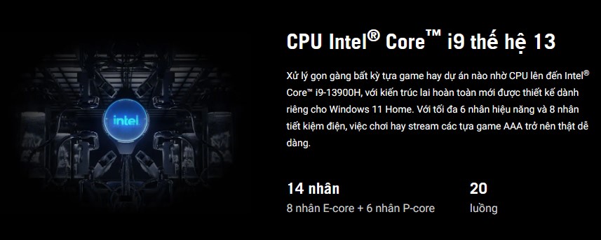 Hiệu năng siêu mạnh với CPU Gen 13