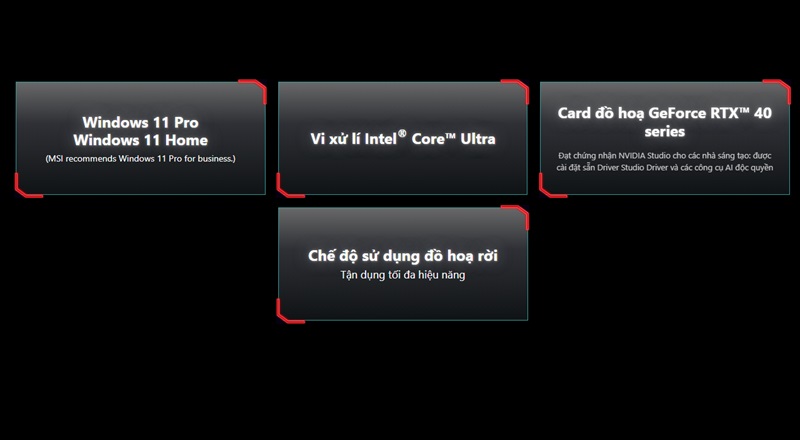 Cấu hình của laptop MSI Stealth 16 Mercedes AMG