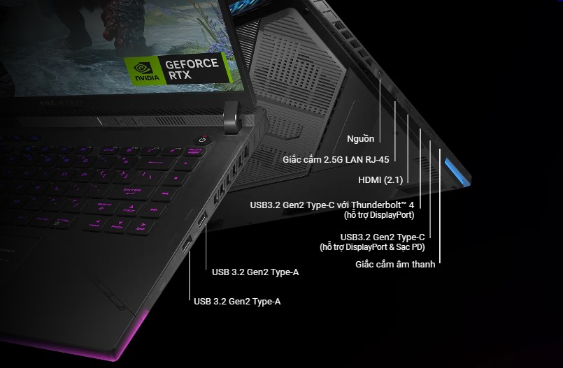 Các cổng kết nối trên Asus ROG Strix Scar 18