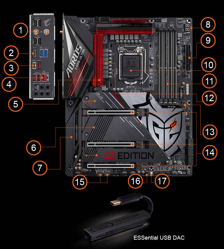 ên bản Z490 G2 eSports cũng gây ấn tượng với khả năng hỗ trợ profile RAM DDR4 XMP 5000