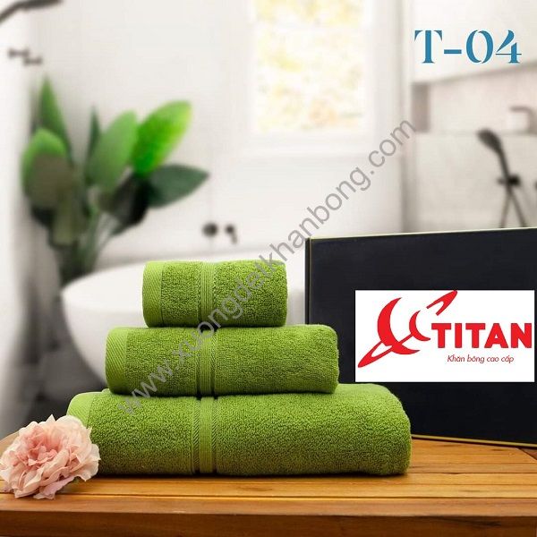 Bộ 3 khăn cotton cao cấp màu xanh lá