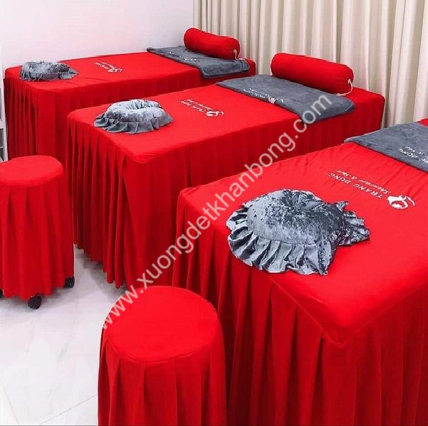 Ga phủ giường Spa màu đỏ (Mẫu 11)