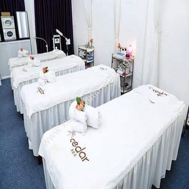 Ga phủ giường Spa kate màu trắng (Mẫu 12)