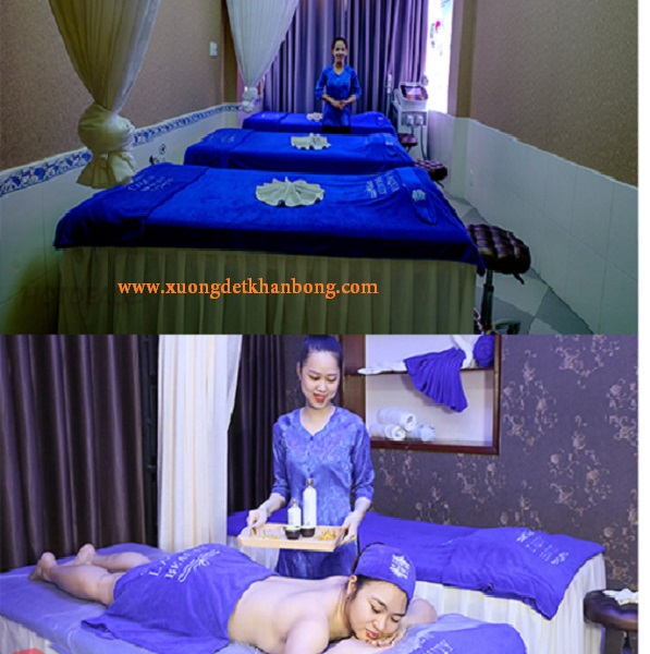 Khăn trải giường spa  màu xanh Blu