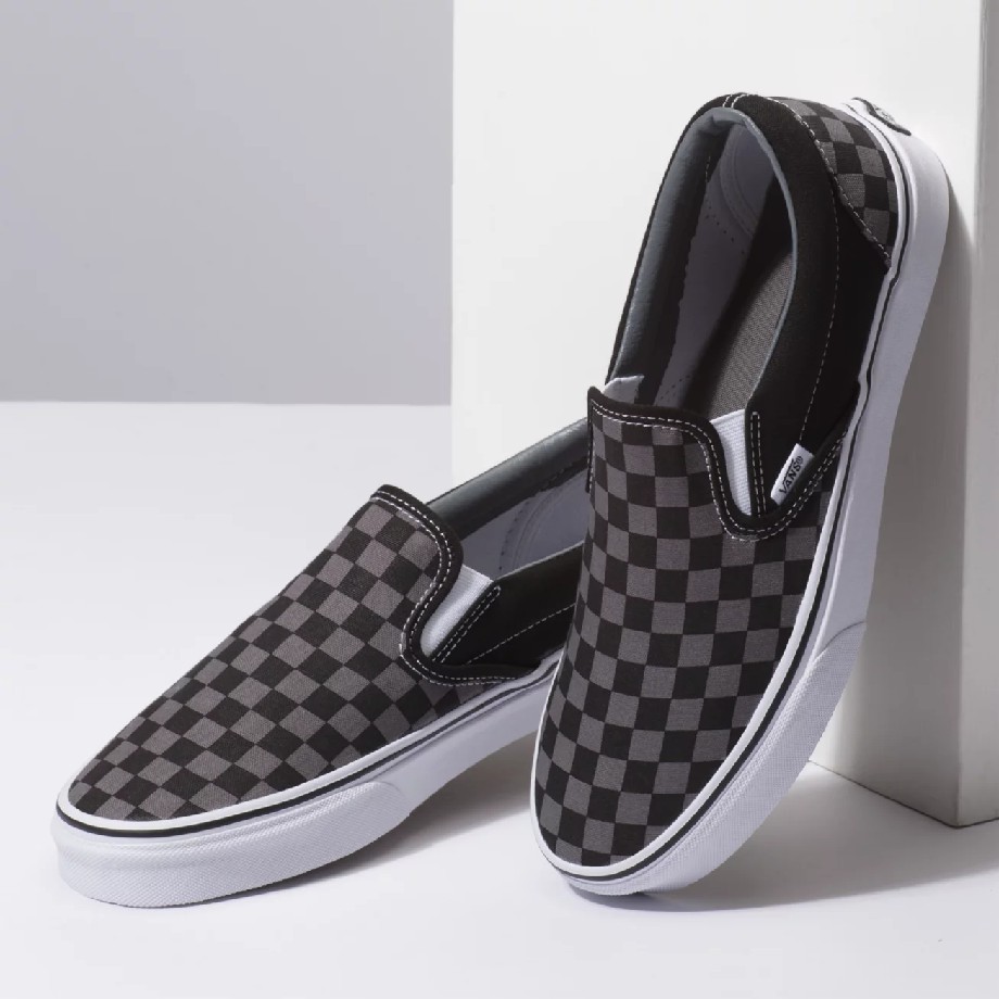 vans checkerboard black mono