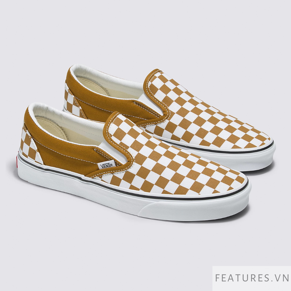 Vans sales checkerboard gold