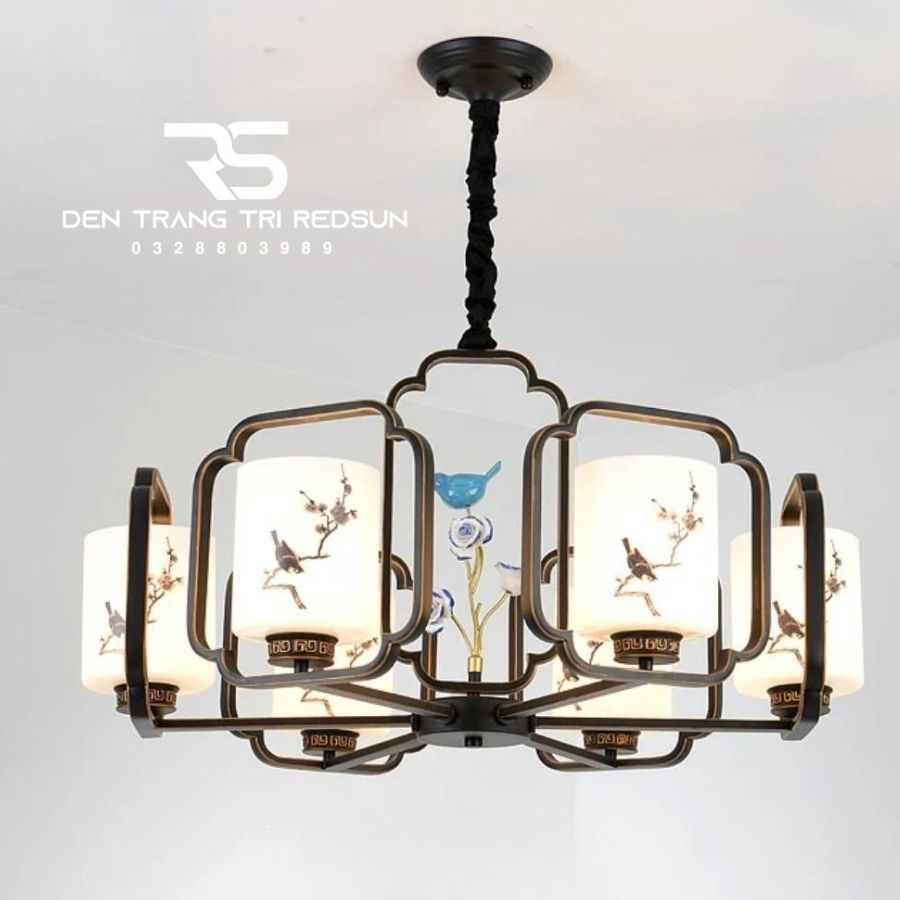 Đèn Chùm Trang Trí Họa Tiết Phòng Khách Phong Cách Indochine IDC-021