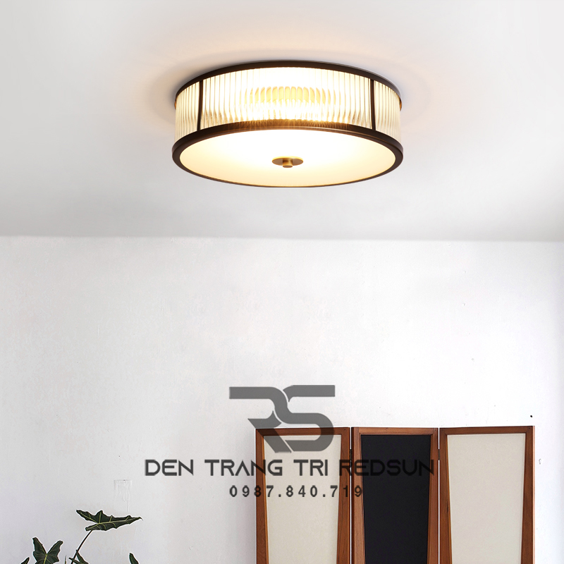 Đèn Ốp Trần Phòng Khách, Phòng Ngủ Phong Cách Indochine Chất Liệu Thuỷ Tinh IDC-014