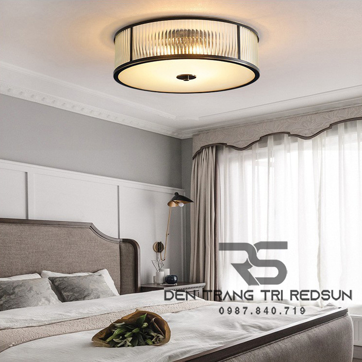 Đèn Ốp Trần Phòng Khách, Phòng Ngủ Phong Cách Indochine Chất Liệu Thuỷ Tinh IDC-014