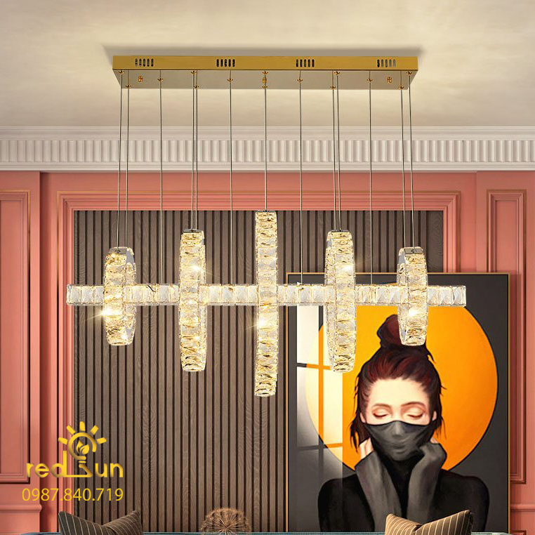 Đèn Thả Pha Lê Bàn Ăn, Bàn Đảo Hiện Đại TPL042