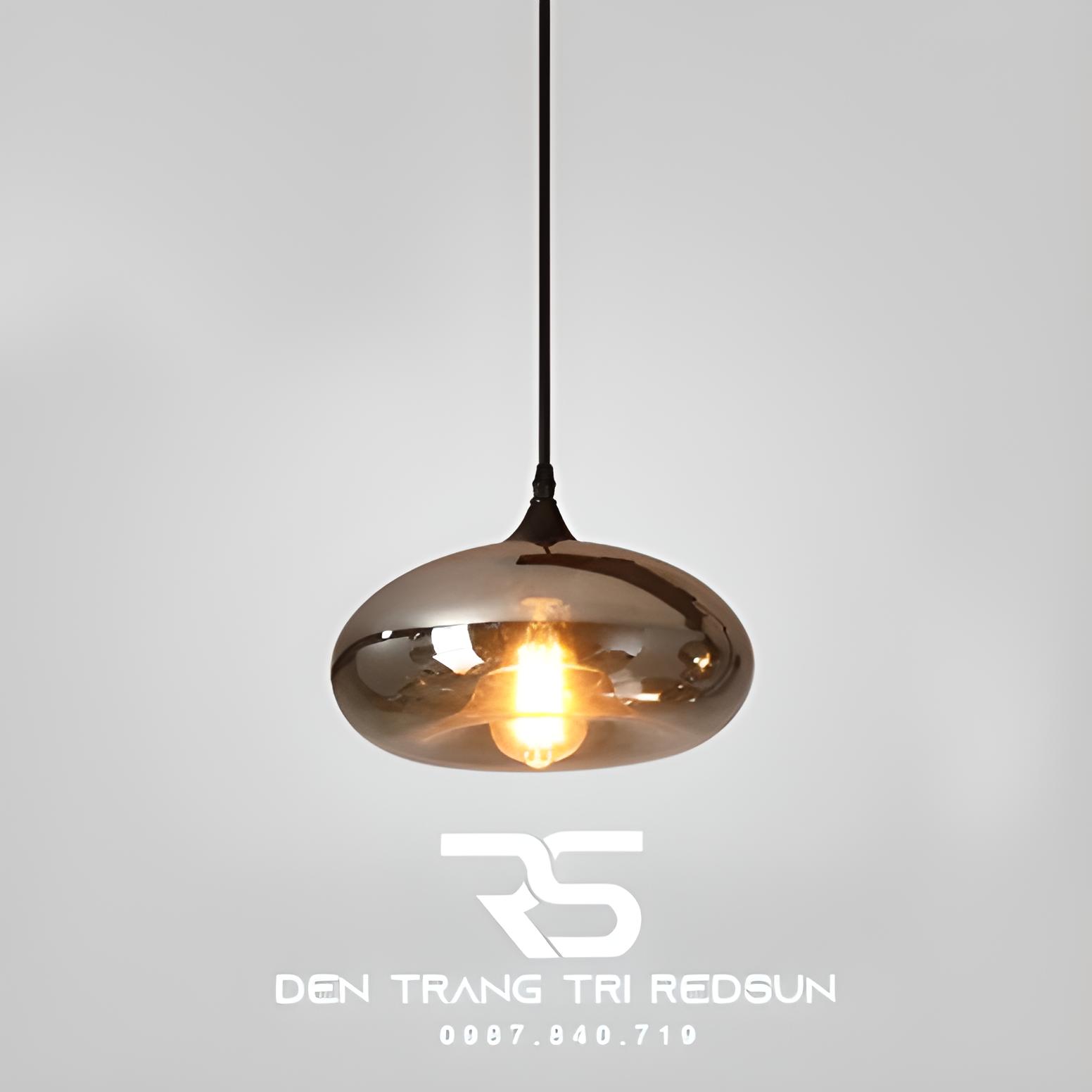 Đèn Thả Trần Hiện Đại Bắc Âu Choá Thuỷ Tinh Đen Khói CDT-L014 Dáng A