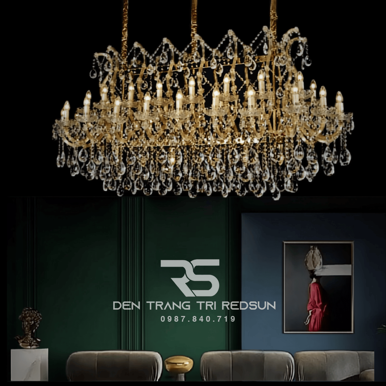 Đèn Chùm Pha Lê Phòng Khách, Nhà Hàng, Khách Sạn, Phong Cách Cổ Điển DC5263N44