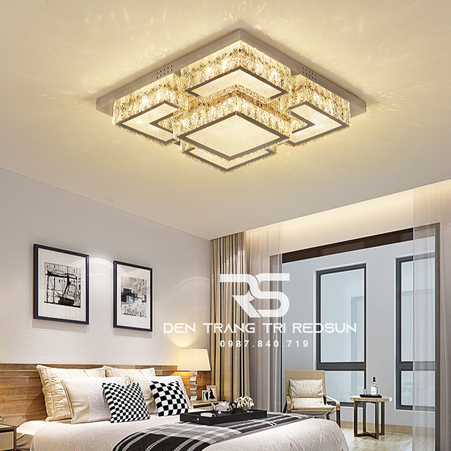 Đèn Mâm Mica Pha Lê Ốp Trần Phòng Khách Hiện Đại MKPL-055