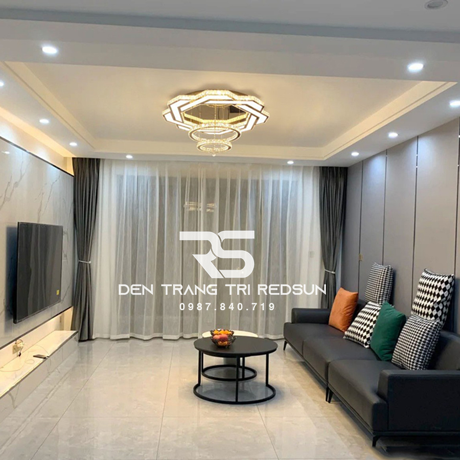 Đèn Mâm Mica Pha Lê Ốp Trần Phòng Khách Hiện Đại MKPL-01