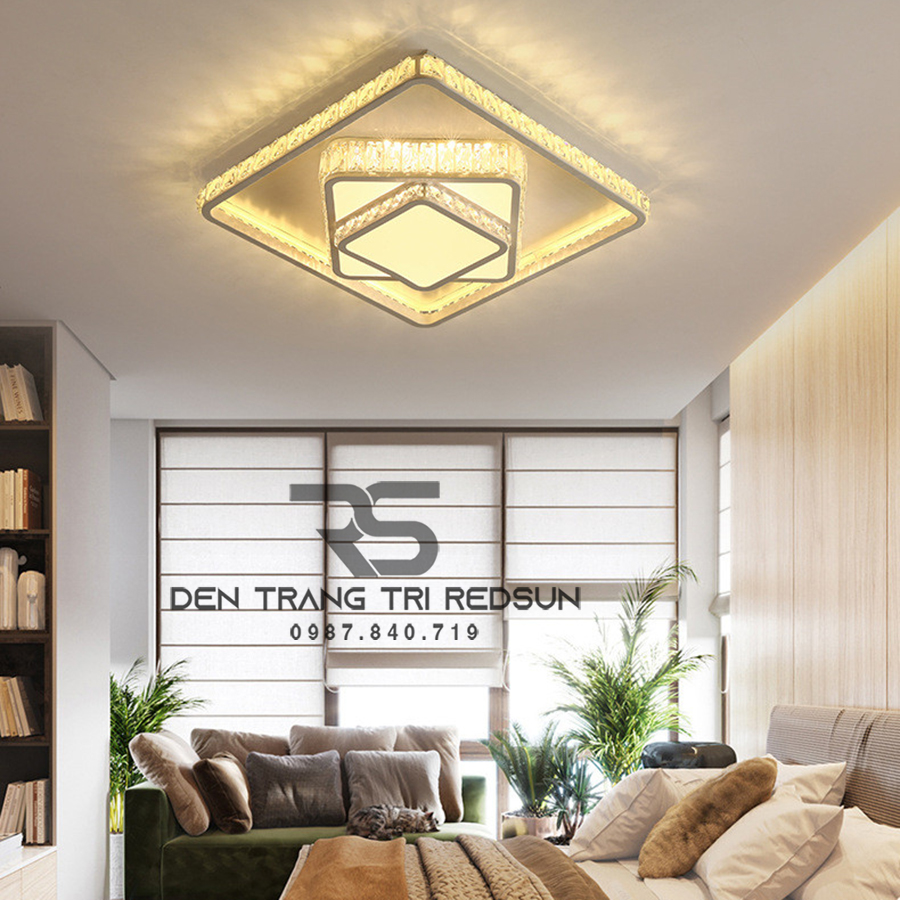 Đèn Mâm Mica Pha Lê Ốp Trần Phòng Khách Hiện Đại MKPL-091