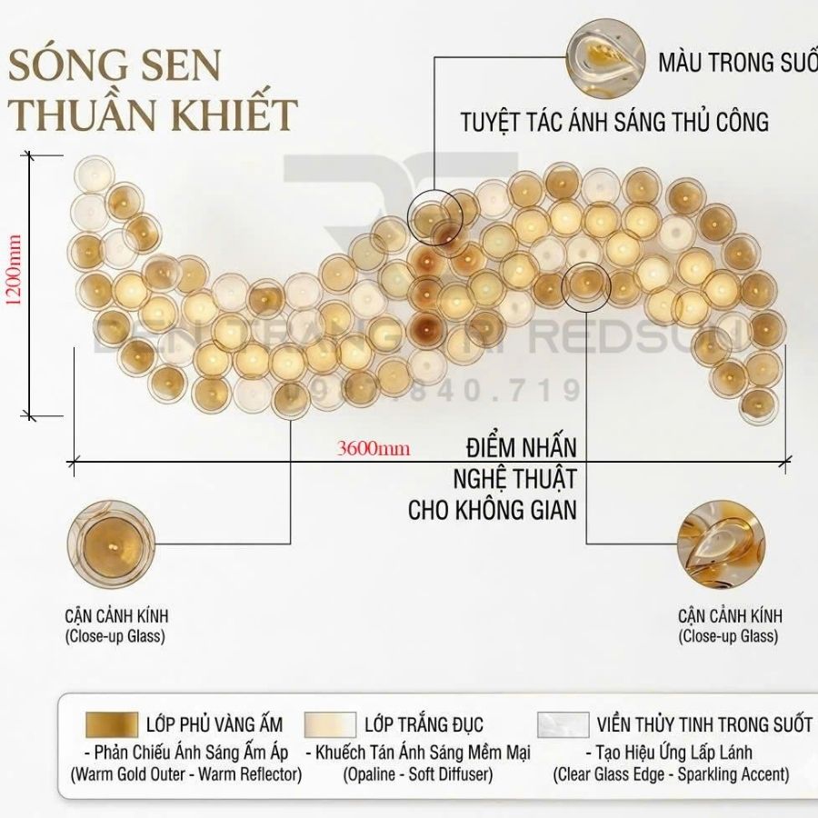 Đèn Thả Thiết Kế Cho Khách Sạn, Hành Lang, Biệt Thư, Phòng Khách, Phòng Ăn Hình Lá HTK-NKLC0519-03